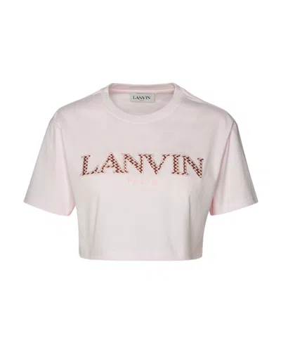 LANVIN LANVIN LOGO EMBROIDERED CROPPED T-SHIRT