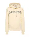 Lanvin Logo-embroidered Drawstring Hoodie In Nude