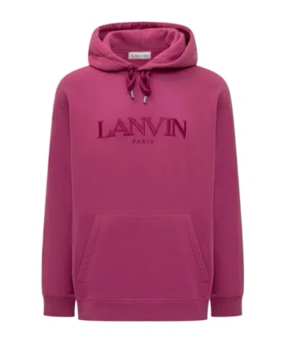 LANVIN LANVIN LOGO EMBROIDERED DRAWSTRING HOODIE
