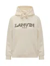 Lanvin Logo-embroidered Cotton Hoodie In White