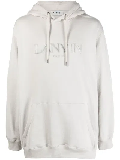 LANVIN LOGO-EMBROIDERED FLEECE HOODIE