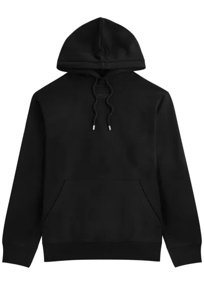 Lanvin Logo-embroidered Hooded Cotton Sweatshirt In Black