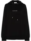 Lanvin Logo Embroidery Hoodie Sweatshirt Black In Black