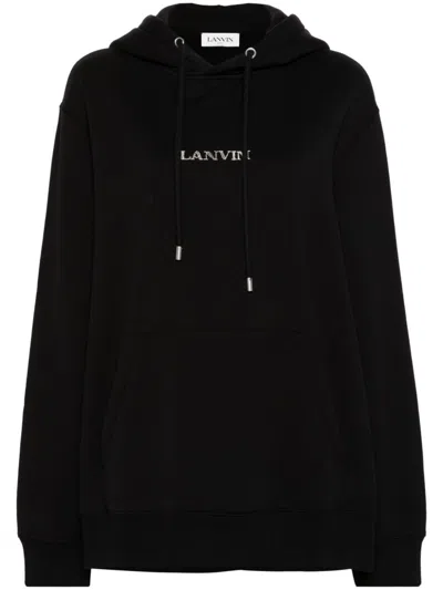 Lanvin Logo-embroidered Hoodie In Black