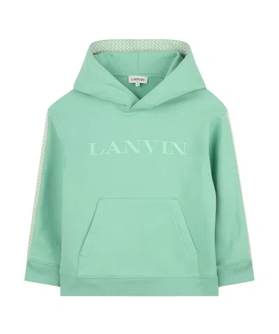 Lanvin Logo Embroidered Hoodie In Green