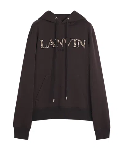 Lanvin Logo Embroidered Long-sleeved Hoodie In Black
