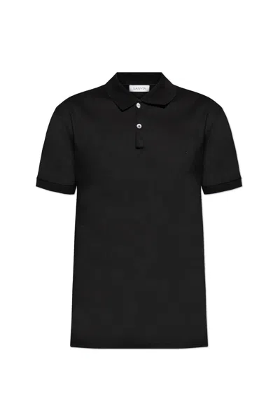 Lanvin Logo Embroidered Polo Shirt In Black