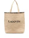 Lanvin Logo-embroidered Raffia Tote Bag In Neutral