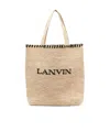 Lanvin Logo-embroidered Raffia Tote Bag In Neutral