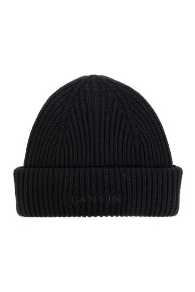 Lanvin Ribbed Beanie In Black