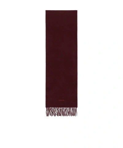 Lanvin Logo Embroidered Scarf In Brown