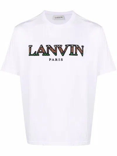 Lanvin Logo-embroidered Short-sleeve T-shirt In White