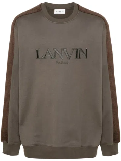 Lanvin Dark Olive Green Cotton Jersey Sweatshirt In Brown