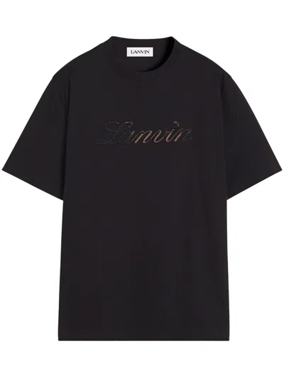 Lanvin Logo-embroidered T-shirt In Black