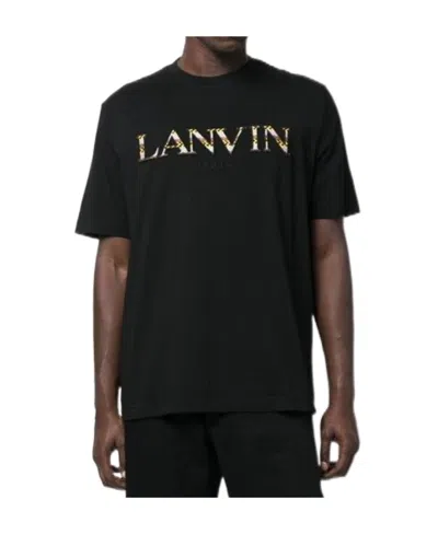 Lanvin Logo-embroidered T-shirt In Black
