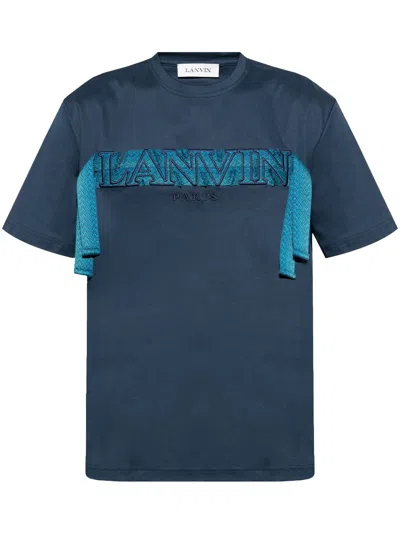 Lanvin Logo-embroidered T-shirt In Blue
