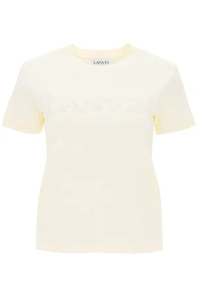 Lanvin Embroidered-logo Cotton T-shirt In Beige