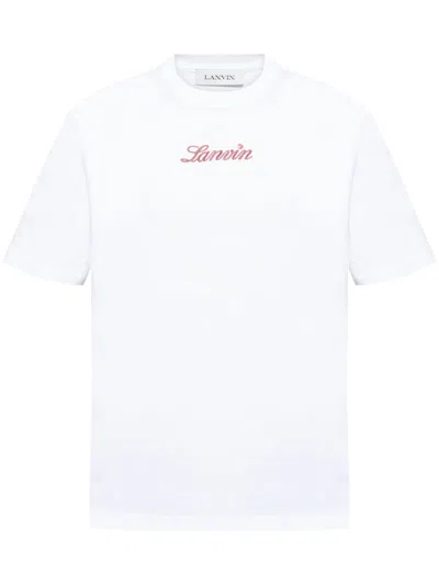 Lanvin Men's Bouclette Script Logo T-shirt In White