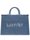 Lanvin Denim Tote Bag Frayed Detailing In Blue