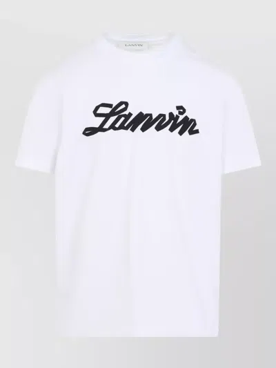 Lanvin Logo Embroidery Crew Neck Short Sleeve T Shirt In White