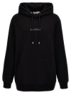 Lanvin Embroidered Logo Black Hoodie With Kangaroo Pocket In Black