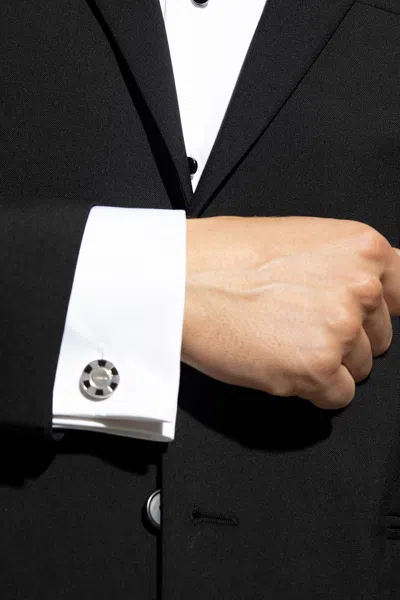 Lanvin Logo-engraved Cufflinks In Silver