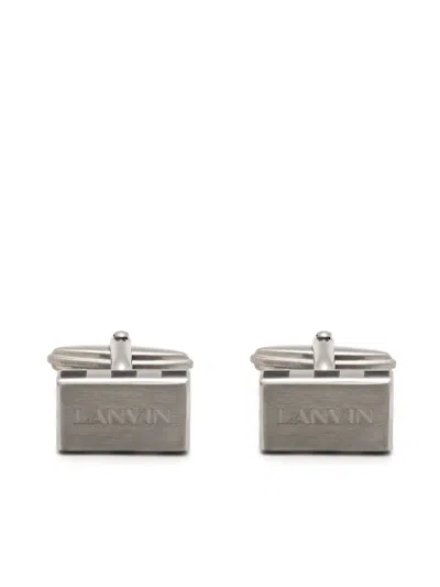 Lanvin Logo-engraved Polished Cufflinks In Silver