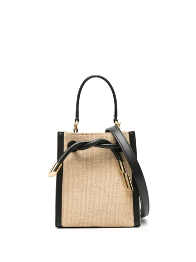 Lanvin Logo-engraved Raffia Tote Bag In Neutrals