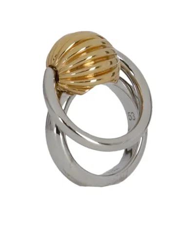 Lanvin Logo Engraved Ring In Gray