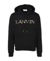 Lanvin Embroidered-logo Pouch-pocket Hoodie In Black