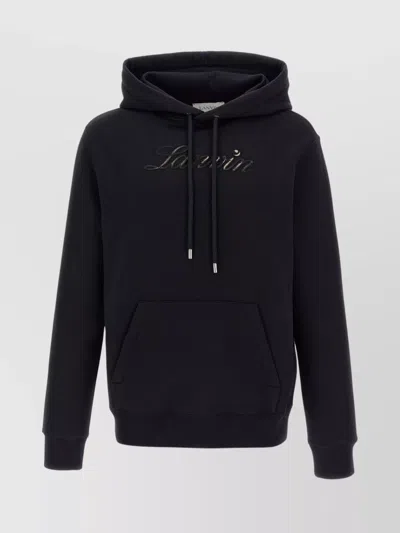 Lanvin Logo Hoodie With Drawstring Hood And Kangaroo Pocket In Black