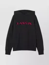 Lanvin Logo Hoodie With Ribbed Hem And Hooded Design In Black