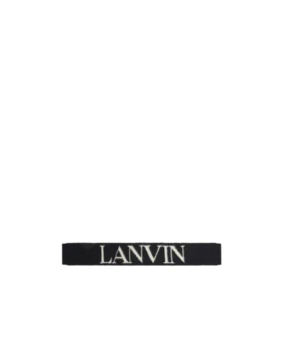 Lanvin Logo-intarsia Reversible Scarf In Black