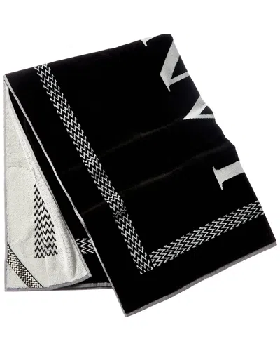 Lanvin Logo Jacquard Wool Towel In Black