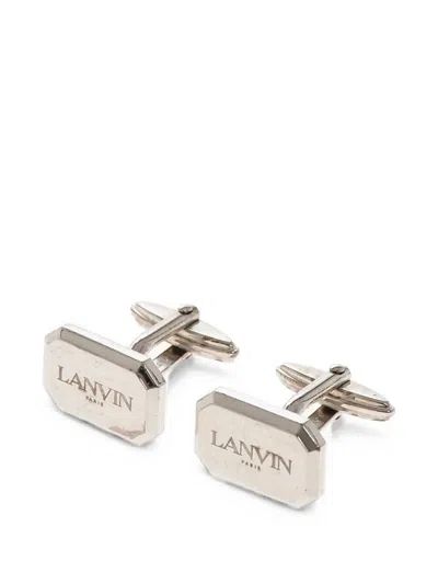 Lanvin Logo Label Cufflinks In Yellow
