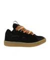 Lanvin Lace Detail Sneakers Suede Panels Rubber Sole In Black