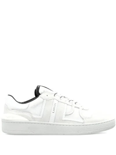 Lanvin Logo Lettering Panelled Sneakers In White