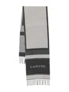 Lanvin Two-tone Rectangular Scarf Fringed Edges In Gray