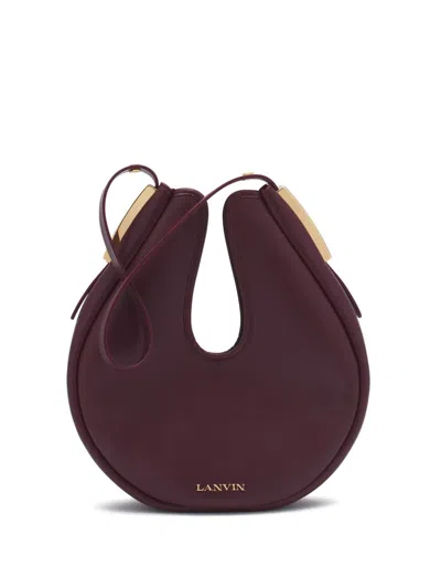 Lanvin Logo-lettering Shoulder Bag In Burgundy