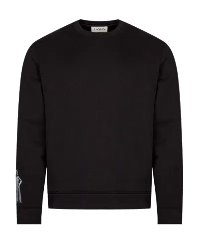 Lanvin Logo Long-sleeved Sweater In Black