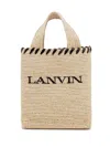 Lanvin Logo-motif Raffia Tote Bag In Neutrals