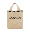 Lanvin Logo-embroidered Raffia Tote Bag In Neutral