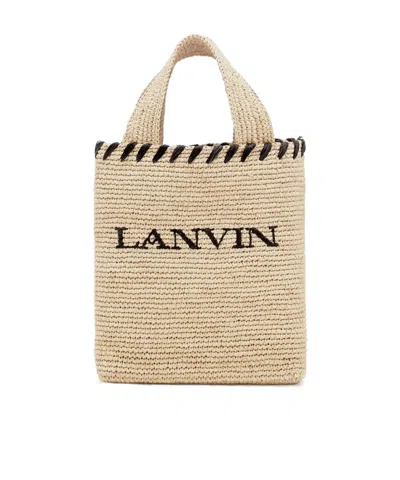 LANVIN LOGO-MOTIF RAFFIA TOTE BAG