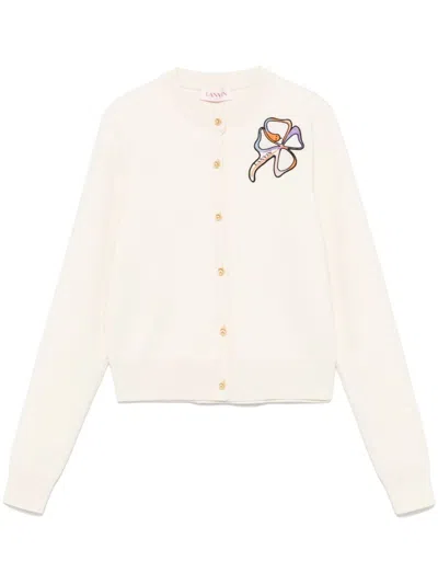 Lanvin Logo-patch Cardigan In White