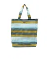 Lanvin Striped Crochet Cotton Tote Bag In Blue