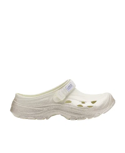 Lanvin Logo Patch Slip-on Slippers In White