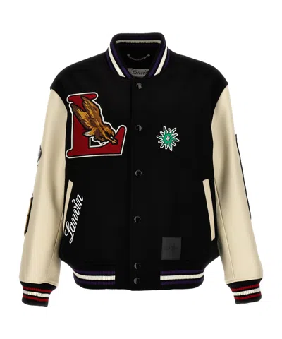 LANVIN LANVIN X FUTURE LOGO-PATCH VARSITY BOMBER JACKET