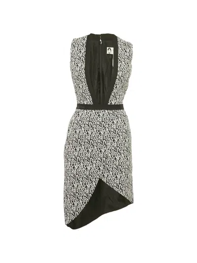 Pre-owned Lanvin Logo-print Asymmetric Dress In Black