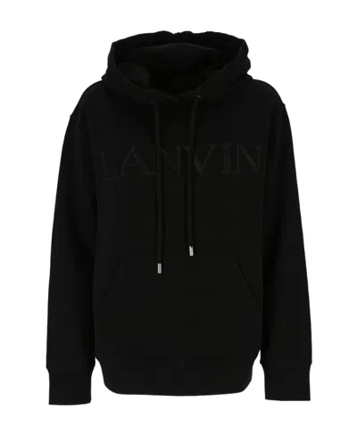 Lanvin Logo-print Drawstring Hoodie In Black