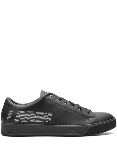 Lanvin Logo-print Leather Sneakers In Black